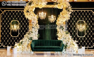 Décor de bougie murale en métal pour mariage, chandelier, arrière-plan de couleur or, dernière version - Product Image 6