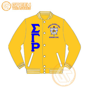 Chaqueta universitaria transpirable acolchada impermeable bordada de satén Sigma Gamma Rho personalizada para mujer-GREEK TREASURES - Product Image 1