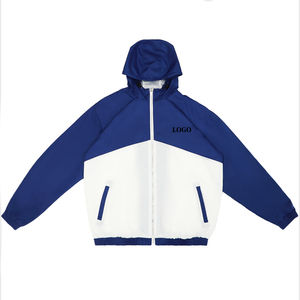 Conjunto de hombre transpirable hecho a medida con cremallera poliéster nailon dos piezas cortavientos conjunto corto hombres chándal chándales color de contraste - Product Image 2