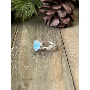 Zuni Made Sterling <b>Silver</b> <b>Ring</b> with <b>Man</b> Made Opal Inlay-Vintage Christian Gift - Product Image 3