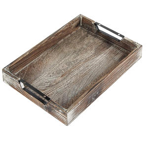 Luxury <b>Pine</b> Wood Serving Tray with Metal Handles for Bar Restaurant Hotel Use Sustainable Wooden Trays Direct Factory Price - Product Image 6