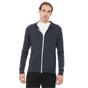 Bella + Canvas Unisex Triblend Full-Zip Lightweight Hooded Men's Zip Up Hoodie Lightweight Basic Slim Fit Cotton SweatShirt