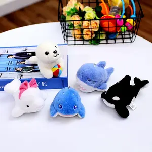 12Cm Blauwe Haai Dolfijn Zeehond Orka Sleutelhanger Knuffelpop Knuffel Kids Cadeau Cartoon Klein Mini Zeedier