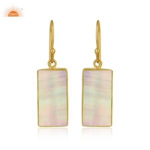 Newly Designer Sterling Silver 18K Gold Plated Natural Mother Of Pearl <b>Dangle</b> <b>Earring</b> Demi Fine Jewelry Manufacturer - Product Image 1