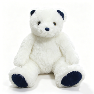 <b>Large</b> Fluffy White Stuffed Bear Dark Blue Paw Pads Decorative <b>Plush</b> Backpack Premium Contrasting Navy Details PP Cotton Filled - Product Image 4