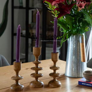 Candelabro Rústico de Madera Hecho a Mano, Soporte Decorativo de Primera Calidad para un Ambiente Cálido y Acogedor en el Hogar, Tradebyd - Product Image 1