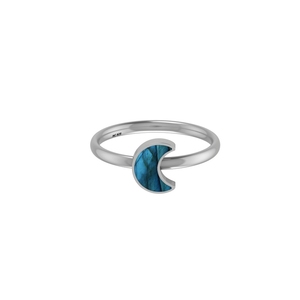 Anillo Apilable de Plata de Ley 925 con Forma de Luna y Labradorita, Engaste de Bisel, Elegante y Moderno, Regalo para Compromiso, Aniversario, Boda o Fiesta - Product Image 3