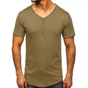 Camisetas de Jersey de algodón sólido para hombre, Camiseta de algodón de alta calidad para hombre, camiseta personalizada con diseño de botones, camiseta de ajuste americano para hombre, camiseta de ajuste urbano - Product Image 4