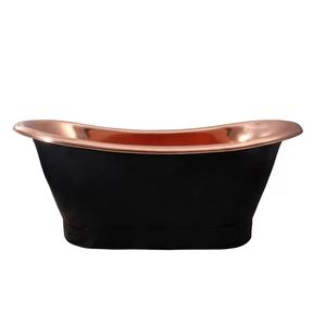 Baignoires classiques en cuivre pur de qualité supérieure pour la maison hôtels et restaurants baignoires ovales en cuivre pur fini noir - Product Image 2