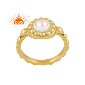 Dernière conception faite à la main 18K plaqué or naturel perle déclaration bague Demi bijoux fins pour les femmes cadeau pour elle - Product Image 1