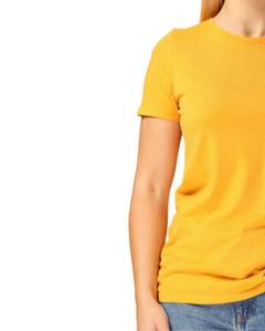 Camiseta amarilla lisa con cuello redondo para mujer, camiseta informal cómoda de manga corta de tela de algodón suave para uso diario y moda de verano - Product Image 4