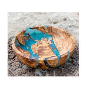 Bols à fruits en bois d'acacia naturel et résine pour la maison ou bols à fruits rustiques pour la décoration de la cuisine domestique - Product Image 4