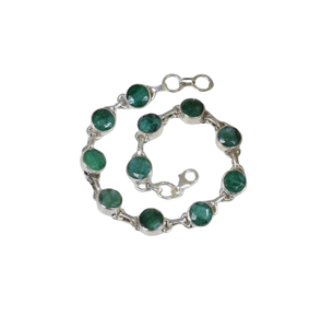 Green Emerald 925 Sterling <b>Silver</b> Tennis <b>Adjustable</b> <b>Bracelet</b> Faceted Gemstone May Birthstone Party Gift Her 9 Stone Rhodium - Product Image 1