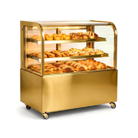 Vitrine réfrigérée pour gâteaux sur pied, double arc, avec corps en acier inoxydable, capacité 2-8 gâteaux ℃   Système de refroidissement