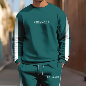 ชุดวอร์มผู้ชายไซส์ใหญ่สำหรับเล่นกีฬาฤดูหนาวและสวมใส่ลำลอง คอกลม ผ้าถักโพลีเอสเตอร์ระบายอากาศได้ดี ยืดหยุ่นเล็กน้อย ทรงปกติ สีพื้น - Product Image 5