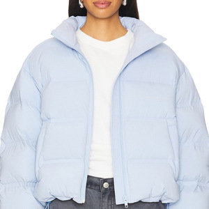 Veste matelassée courte en duvet brillant pour femmes, logo personnalisé, faible MOQ, chaude, pour l'extérieur, veste bomber matelassée isolée - Product Image 5