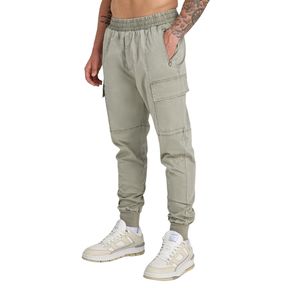 Mens Tapered Fit Grey <b>Green</b> Washed Utility <b>Cargo</b> <b>Pants</b> with Multiple Pockets, Stretch Fabric, and Rugged Washed Look - Product Image 4