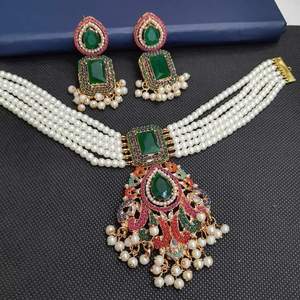 Nouvelle mode ensembles de bijoux de mariée Kundan artificiels de style Wester personnalisés haut exigeants mariage bas quantité minimale de commande principalement en acier inoxydable - Product Image 4