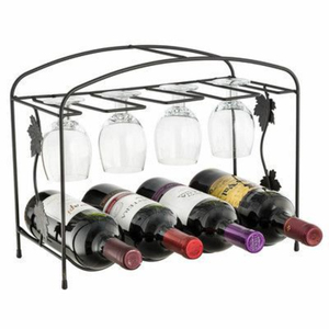 Nuevo Estilo Vintage, Botellero de Hierro Forjado con Acabado Negro, Organizador de Mesa para el Hogar, Comedor, Bar, Botellas de Vino y Bebidas - Product Image 4