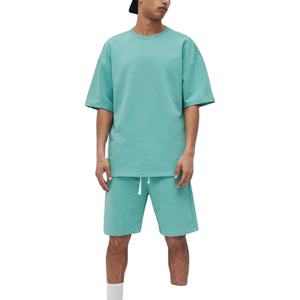 Meilleure vente ensemble de t-shirts et de shorts deux pièces avec logo personnalisé pour hommes 100% Style d'été respirant décontracté - Product Image 1