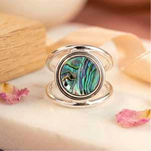 <b>Abalone</b> <b>Shell</b> Ring, Beach Jewelry for Women, Sterling Silver Band - Product Image 6