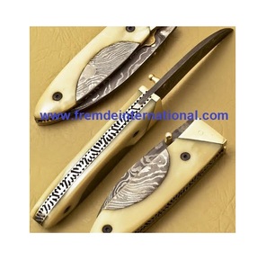 Couteau pliant en acier damas et traversin en laiton Couteau pliant fait à la main de haute qualité - Product Image 3