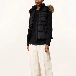 Womens Customized Puffer Vest Winter Sleeveless Jacket <b>Ladies</b> Quilted Vests Warm <b>Fur</b> Hooded Custom Logo Outer Wear Zipper <b>Gilet</b> - Product Image 2