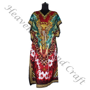 KFL006 Moda sin mangas Pure Silk Long Kaftan Plus Size Ropa de dormir para mujer - Product Image 1