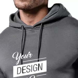 Ensemble de sweat-shirts à capuche en coton lourd doublé imperméable personnalisé, surdimensionné, uni, logo imprimé en relief, tricoté, à cordon - Product Image 4