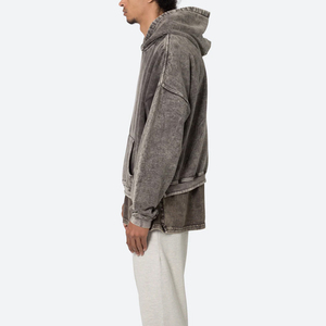 Nouveauté en promotion : Sweat à capuche ANAX SPORTS pour homme, délavé à l'acide, 100 % coton, coupe oversize, respirant, imperméable, haute qualité - Product Image 5