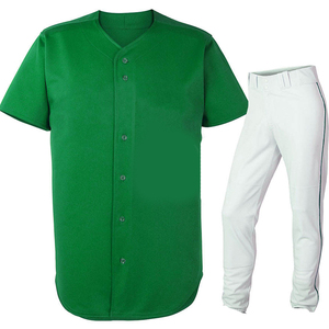 Suministro directo de fábrica, uniformes de béisbol y softbol de poliéster Unisex, logotipo personalizado impreso en patrón liso, MOQ bajo, diseño Popular - Product Image 1