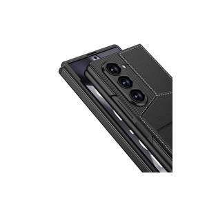 Étui de luxe pour cartes de visite Netzy pour Samsung Galaxy Z Fold 6, en cuir et fibre de carbone, housse verticale - Product Image 2