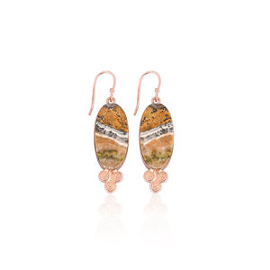 Hot Selling Rose Gold Plated Earring <b>Bumble</b> <b>Bee</b> Jasper Gemstone Earring Fashion Boho Statement Earrings Wholesale Manufacturer - Product Image 1