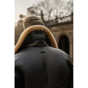 Men <b>Sheepskin</b> B3 Bomber Flying Shearling Leather Fur <b>Jacket</b> - Product Image 4