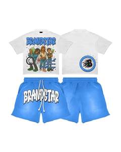 Custom Acid Washed Polyester/Cotton Quick Dry High Street Style Summer Solid Pattern Sun Faded Shorts with Drawstring and <b>Shirt</b> - Product Image 4