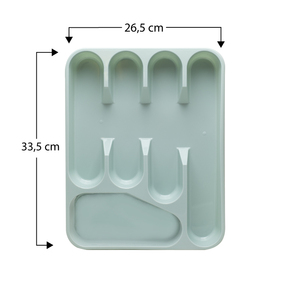 Vassoio posate in plastica Aqua/rosa/Beige con 5 scomparti 33.5x26.5x4.5 cm Organizer per cassetti da cucina per utensili - Product Image 2