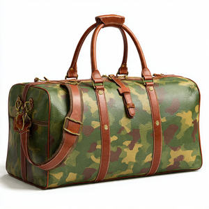 OEM Leather Travel Camo Bags Carry on Luggage <b>Men</b> Leather Duffel Bags <b>Handbag</b> Casual Traveling Duffel Leather Camo Print Bag - Product Image 4