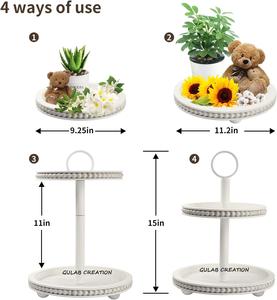 Bandeja de servicio de 2 niveles de madera 2025 con letreros decorativos de madera y Guirnalda de cuentas, decoración de mesa de cocina, decoración de bandeja de nivel, novedad - Product Image 4