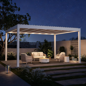 Meubles d'extérieur, design moderne, imperméable, toit bioclimatique en aluminium à lames orientables, pergola motorisée, éclairage LED, balcon, respectueux de l'environnement - Product Image 2