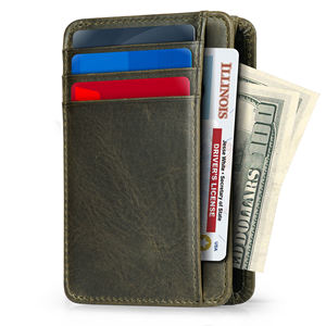 Tarjetero de cuero genuino hecho a mano con diseño delgado y bordes bruñidos para profesionales con estilo 2017 - Product Image 1