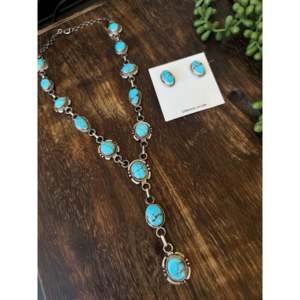 Collier Lariat Prince Égyptien Fait Main Navajo, Ensemble Turquoise et Argent Sterling, Bijoux Culturels de Collection - Product Image 4