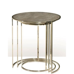 Mesa Auxiliar Moderna de Metal para Sala de Estar, Estilo con Patas de Metal Plateado, Redonda, Decorativa para el Hogar - Product Image 4