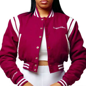 Logo personnalisé brodé patché Letterman Varsity Crop Vestes les plus vendues recadrée Varsity Vestes pour les femmes - Product Image 3