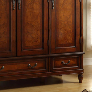 美式复古经典衣柜<span class=keywords><strong>3</strong></span>门由实心红木制成，深棕色，适合室内、卧室使用。 - Product Image 3