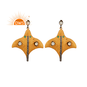 Pendientes colgantes de múltiples piedras preciosas naturales chapados en oro de 18 quilates de plata de ley 925, fabricante de joyería personalizada - Product Image 1