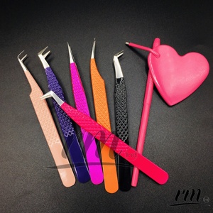 Pince à épiler professionnelle de luxe en acier inoxydable pour extensions de cils, toutes couleurs, anti-magnétique, à pointe fine, pour volume russe - Product Image 4