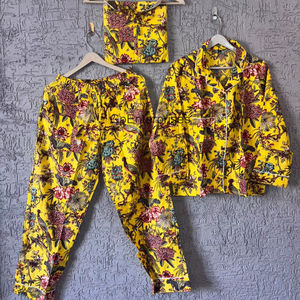 Conjunto de pijama de algodón con estampado de pájaro amarillo, ropa de dormir de estilo indio suave y transpirable para mujer, ropa de dormir Sexy de talla grande para damas de honor - Product Image 1