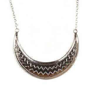 Jeweljunk 1103009 Oxidised <b>Gold</b>-Plated Statement Necklace Geometric Bohemian Style Heart <b>Number</b> Shape Buddhistic Figaro Chain - Product Image 1