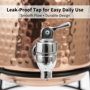 Dispensador de Agua Moderno de Cobre 100% Ayurveda con Agua Fría/Caliente, Superficie Chapada en Oro, 4 Grifos, Tamaño Personalizable, Garantía de 3 Años - Product Image 5