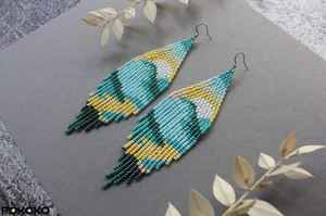 Boho ต่างหูลูกปัดด้วยการออกแบบสีฟ้าครามแอนดี้ cascading Fringe, เครื่องประดับของขวัญที่ไม่ซ้ำกัน - Product Image 3